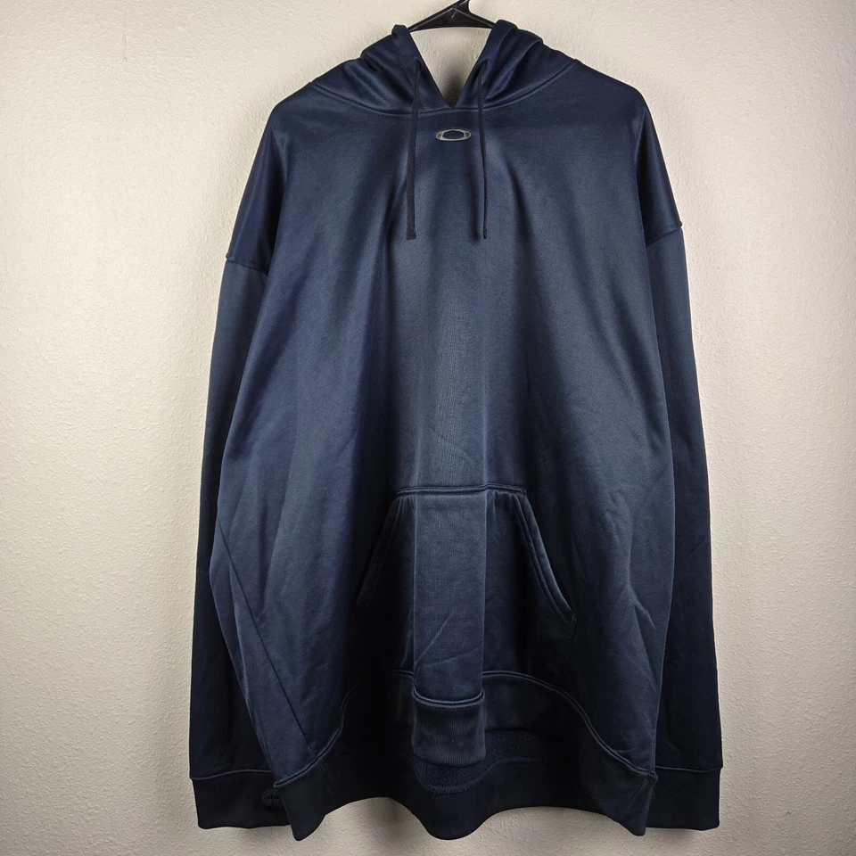 Pulôver masculino 3XL Oakley com capuz logotipo central gola redonda azul essencial Y2K - Imagem 2 de 4
