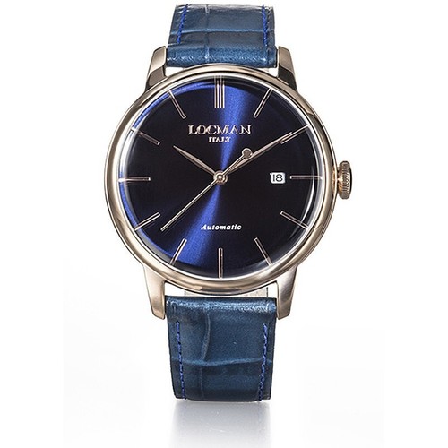 Locman Montre Hommes Automatique Collection La Doce Vita 1960 Bleu Étui PVD Rose - Photo 7 sur 8
