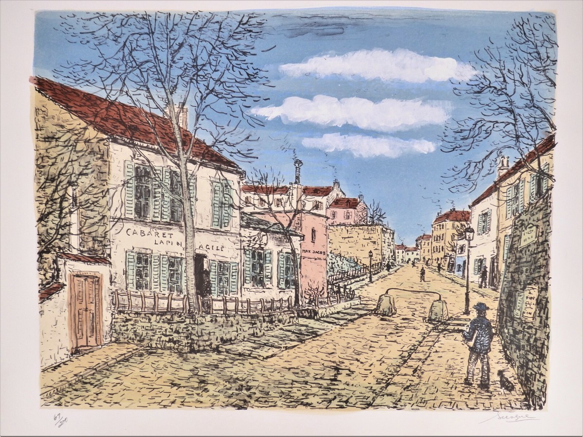 Cabaret Lapin Agile in Montmartre Paris Lithograph by Alois