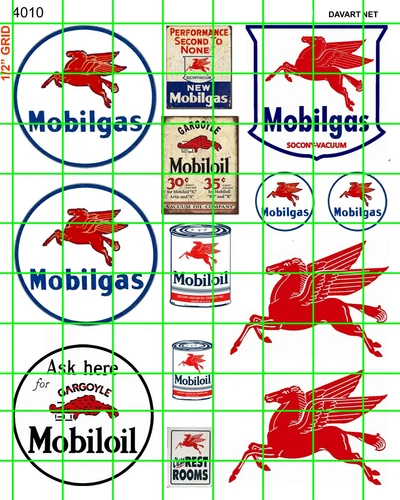 4010 HO 1:87 DAVE'S DECALS VINTAGE MOBIL GAS/OIL SIGNS ADVERTISING