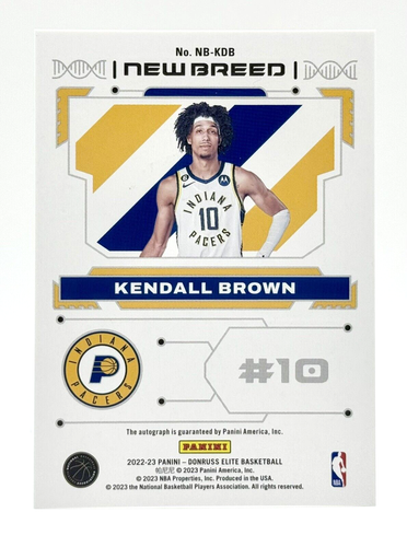 2022-23 Donruss Elite New Breed Kendall Brown RC Auto Indiana Pacers - Picture 2 of 2