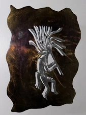 3-D Dancing Kokopelli Playing Flute Metal Wall Art Sculpture 16.75”x12.5”