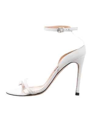 SERGIO ROSSI White & Clear Leather PVC Sandals Size 6.5 IT