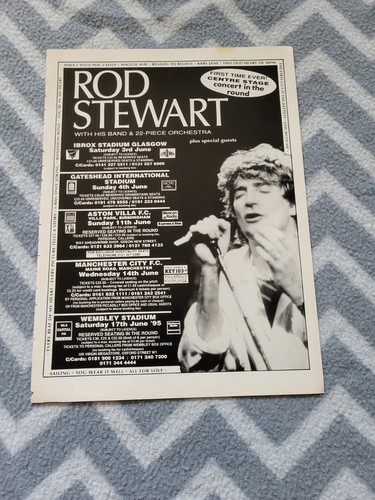  TPQ133 ADVERT POSTER 11X8 ROD STEWART WITH HIS BAND CONCERT DATES 