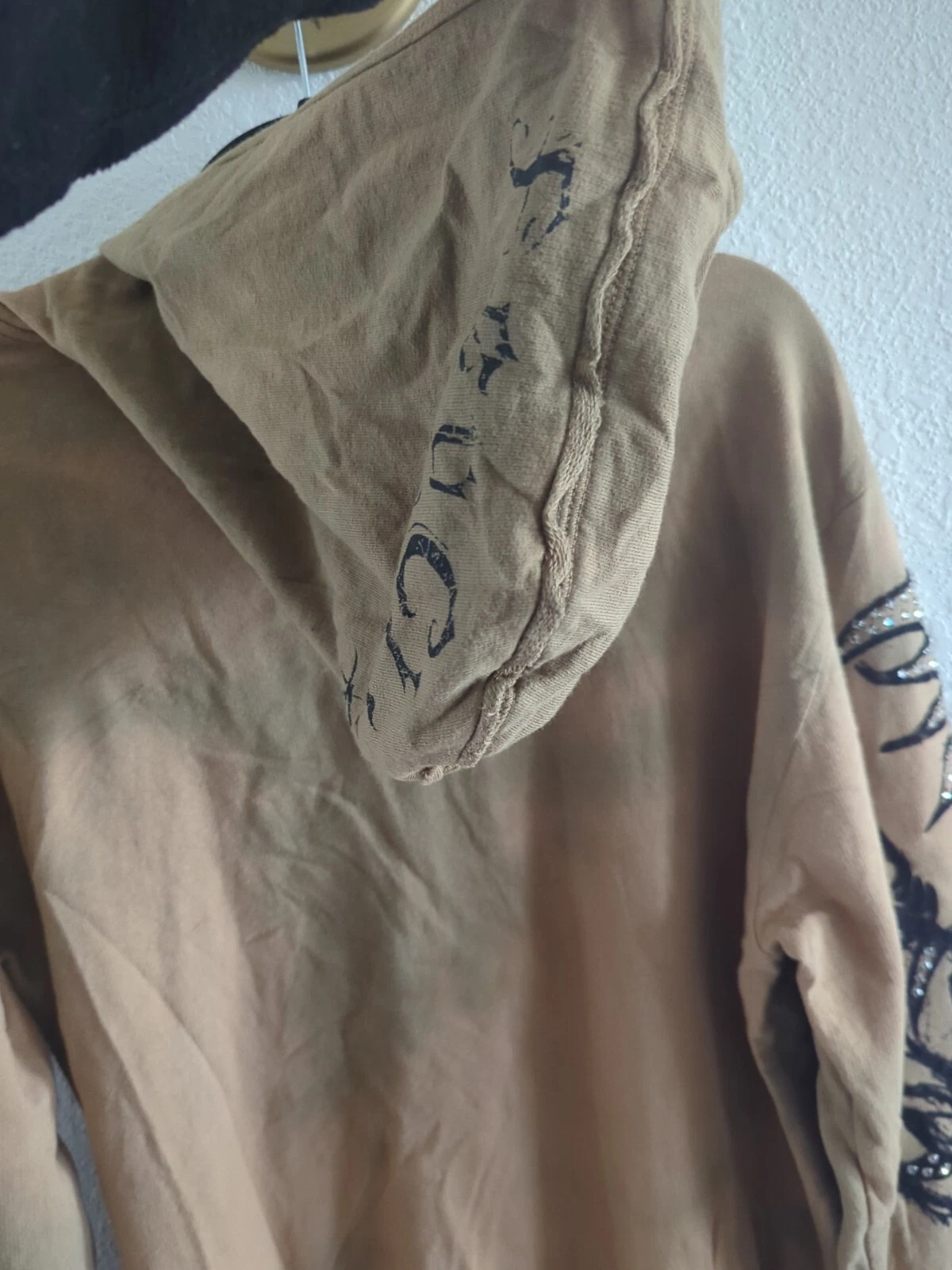 OFF WHITE KEY CLOSET Felpa Giacca Iconica Zip con Stampa Tribale Tigre Ecrù Tan Large