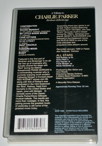 TRIBUTE TO CHARLIE PARKER BIRDMEN & BIRDSONGS VOL 1 VHS -1998, STORYVILLE -SEALD - Picture 5 of 10