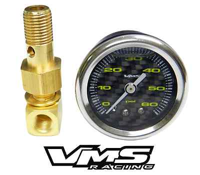 #ad VMS HONDA ACURA 1 1 2quot; 60PSI CARBON FIBER FUEL PRESSURE GAUGE LIQUID FILLED 1 8 $44.95