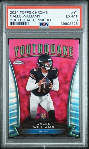 2024 TOPPS CHROME YOUTHQUAKE PINK REFRACTOR #Y1 CALEB WILLIAMS ROOKIE RC PSA 6