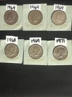 1964-1971 Kennedy Half Dollars Lot of 6! - 90% Silver