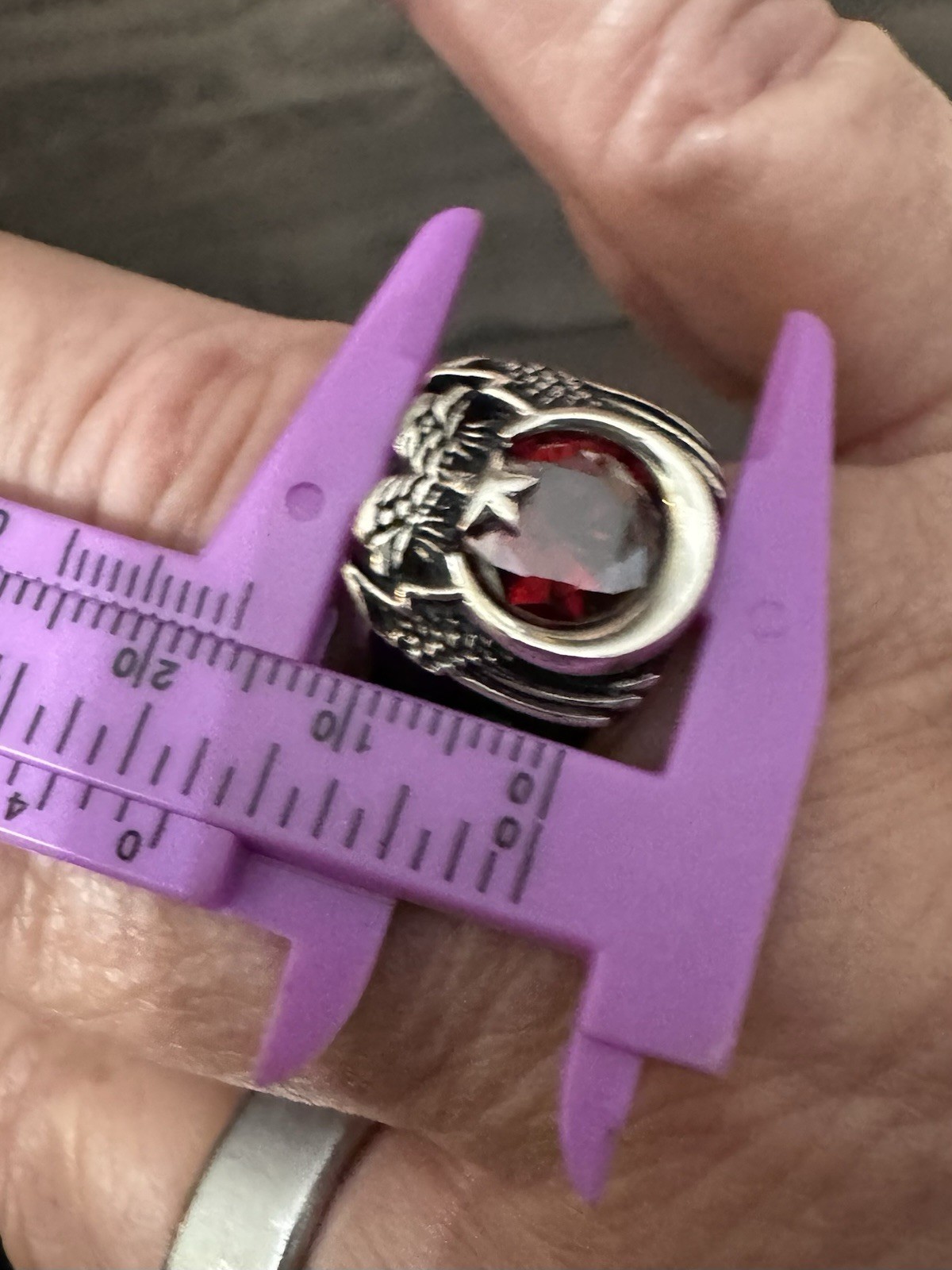 Turkish Silver Gents Ring With Imitation Ruby, Ea… - image 6