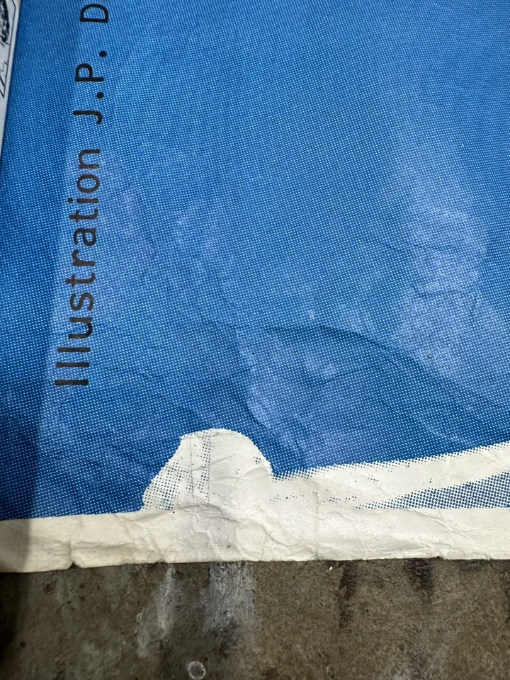 ENORME póster de viaje de colección barco francés transatlántico tenis bosque colina diseño artístico Foto 3 de 4