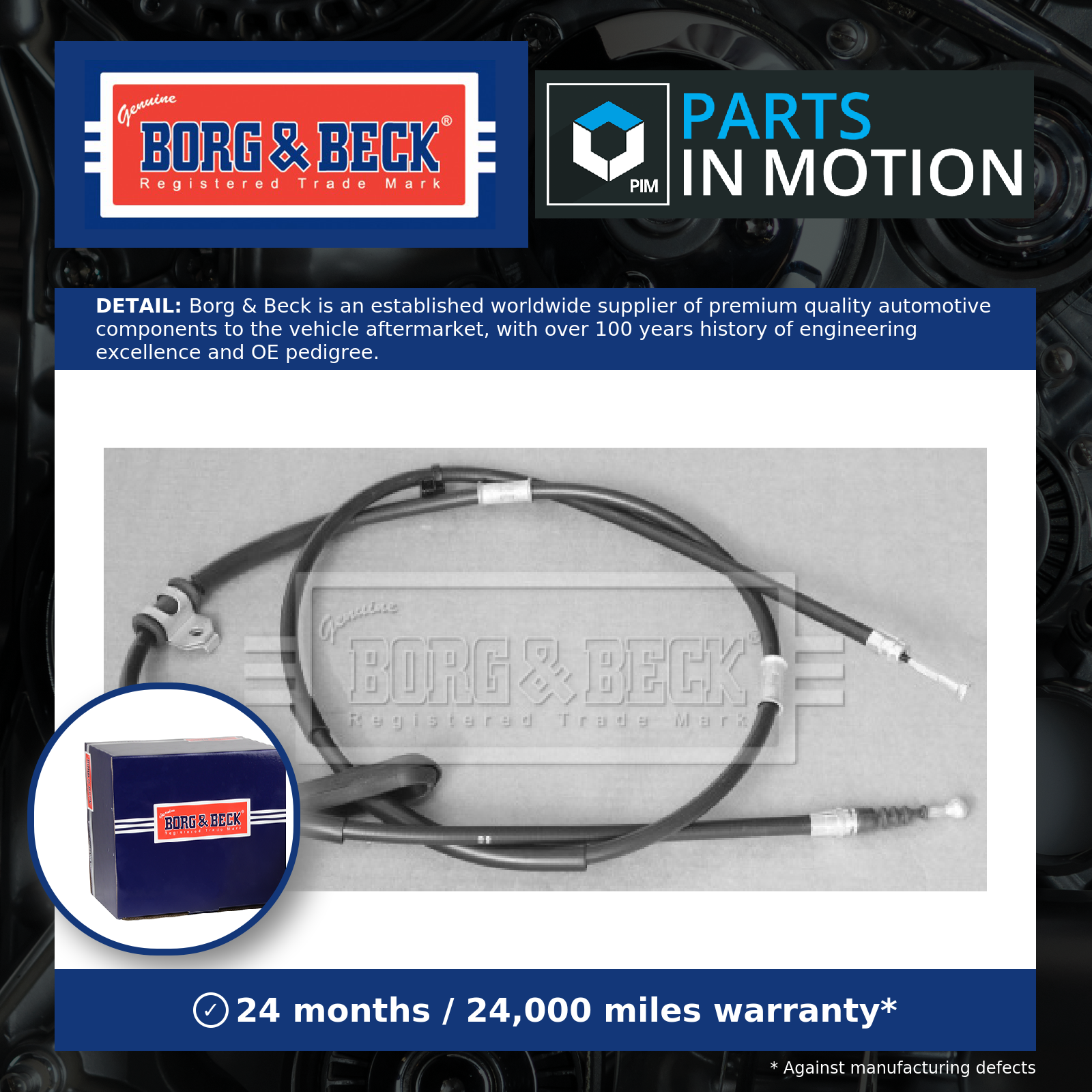 Handbrake Cable Rear Left or Right BKB3139 Borg & Beck Hand Brake Parking New