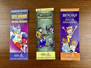 Munchkin Three (3) Bookmarks Regular & Super & Pathfinder Steve Jackson Games