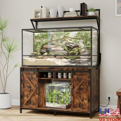 Sturdy Reptile Stand W/ Storage Shelves & Power Outlets Terrarium Setup New
