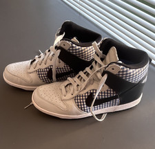 Nike Men’s Mid Top Trainers Black/White/Grey/Blue Gingham Lace-Up UK 8.5
