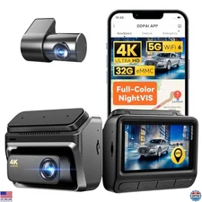 4K Front & Rear Dash Cam, Night Vision, WiFi, GPS, 32G eMMC, Parking Mode