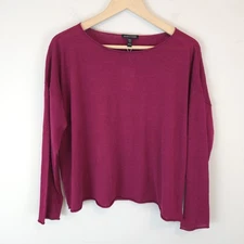 Eileen Fisher Women's Berry Boat Neck Box Top Organic Linen/Cotton Size PM
