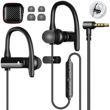 5.9 ft Long Cord 3.5mm Headphones Sport Wired Earbuds with Mic Noise Isolatin...