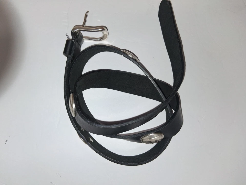 Univ. Of Tennessee Black Leather Belt w/ Silver Buckle and Silver Power T Sz 44 - Image 3 of 4