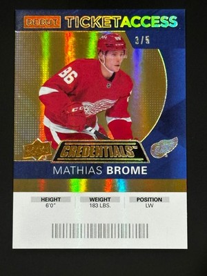 2021 Upper Deck Credentials 2020-21 Debut Ticket Access Gold /5 Mathias Brome