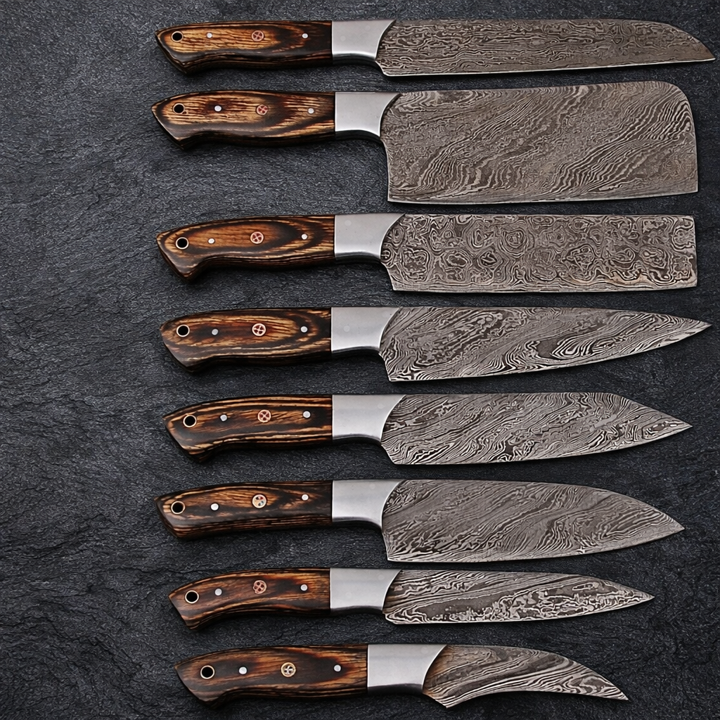 Hand Forged Damascus Steel Chef Knife Set