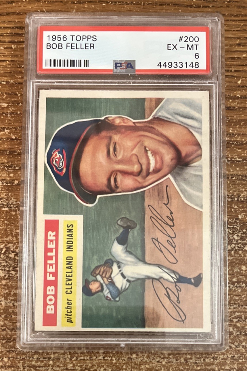1956 Topps Baseball PSA 6-  #200 Bob Feller, HOF,  Cleveland Indians
