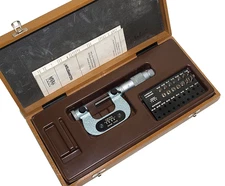 SWISS MADE TESA 0-1" THREAD PITCH MICROMETER with 7 PAIR of ANVILS