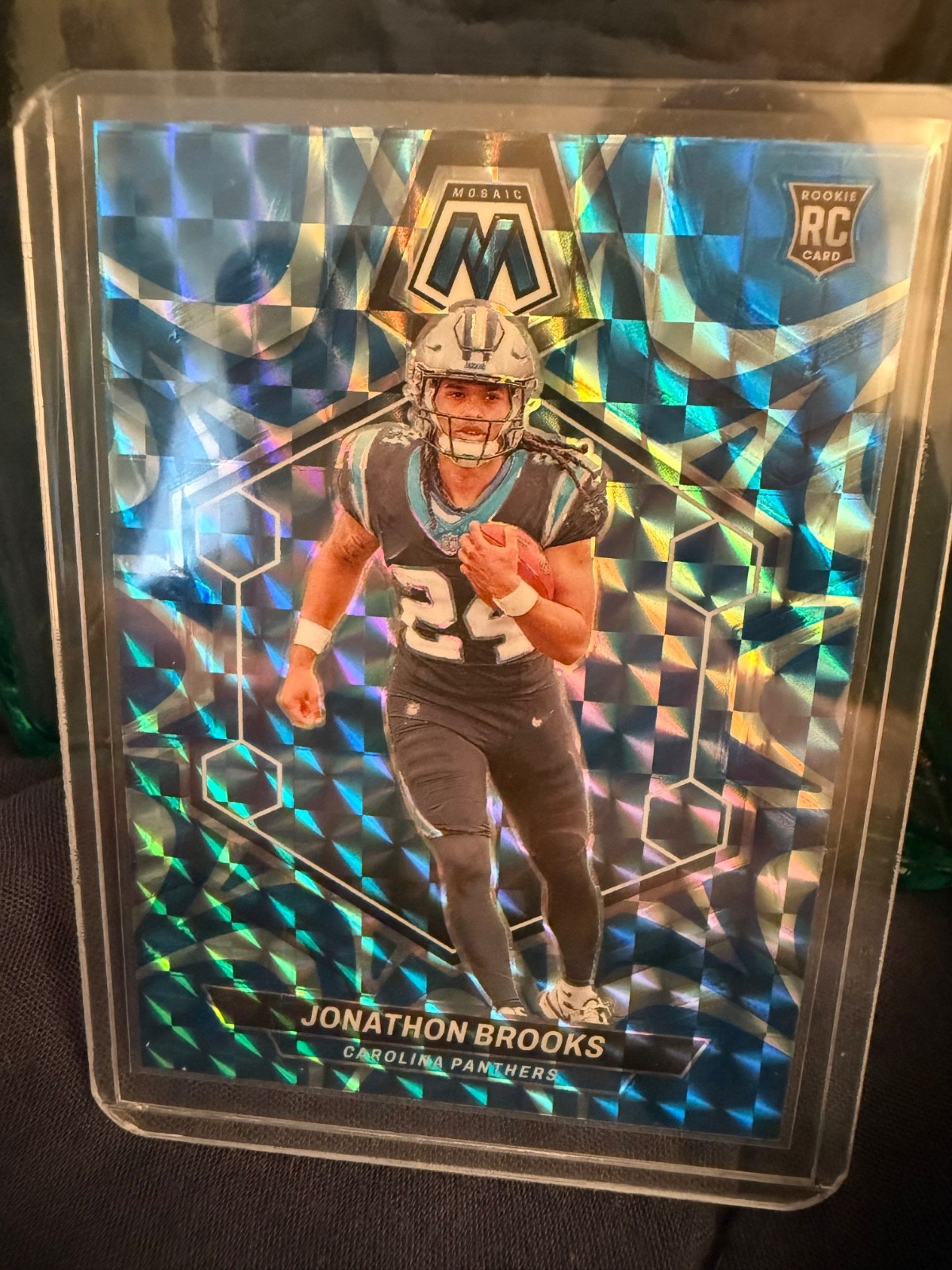 2024 Panini Mosaic - Rookies Jonathon Brooks #345 Reactive Blue Mosaic Prizm...