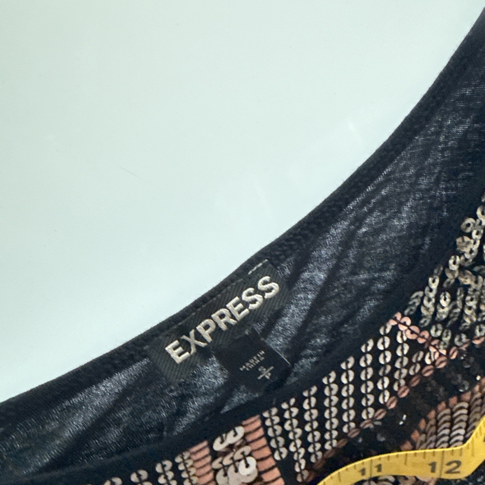 Express Blouse Size Small Black Sequence Sleevele… - image 8