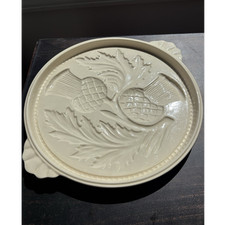 Beige Thistle Pattern Round Ceramic Platter, ...