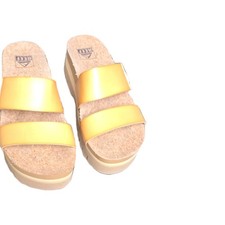 NEW Reef Cushion Vista Hi 2.5 Platform Sandals Natural Yellow Size 6 Boho Beach