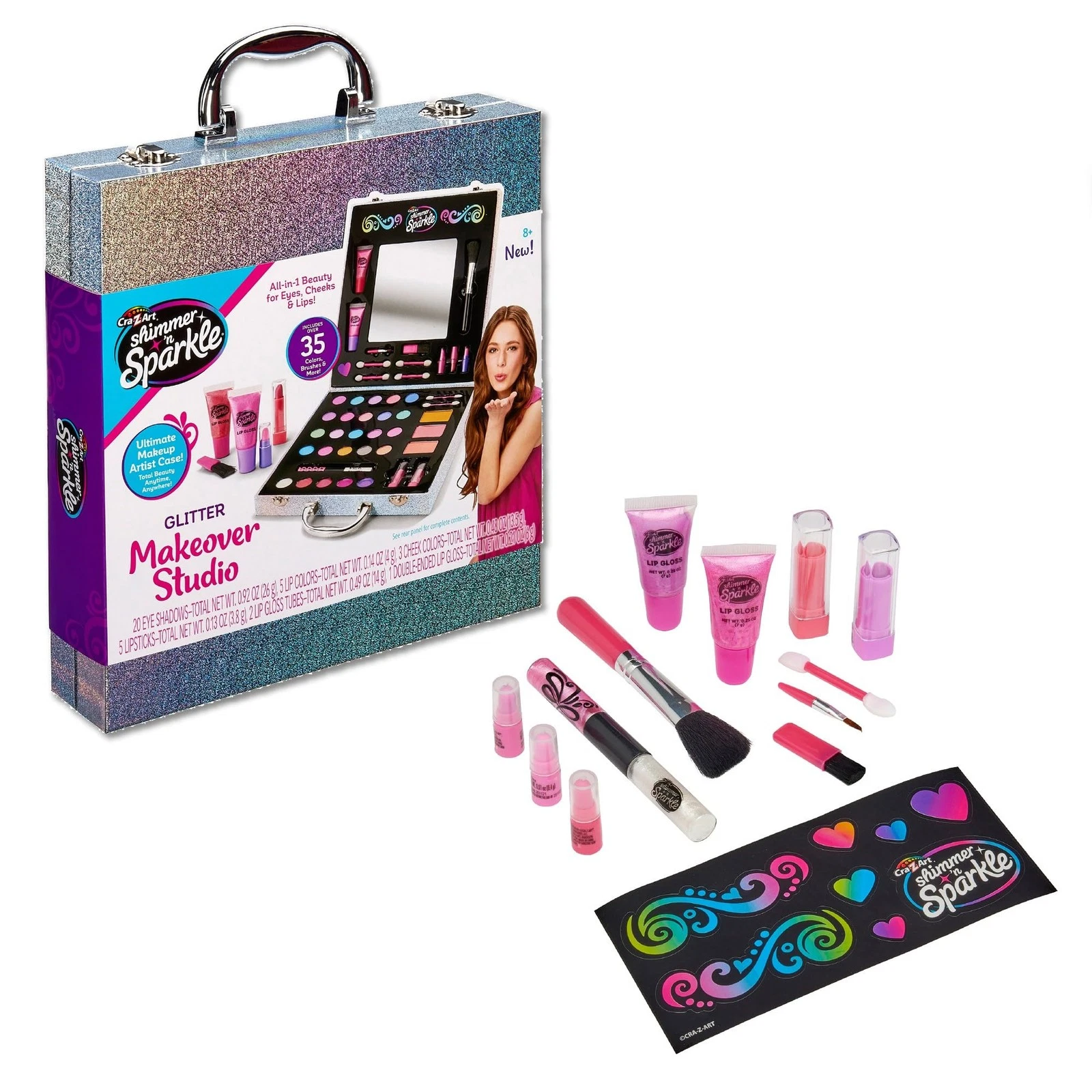Shimmer 'n Sparkle Glitter Makeover Studio Beauty Kit – All-in-One Beauty for...