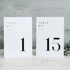 15 PCS White Wedding Table Numbers 1-15 Stands 5x7 Acrylic Reception