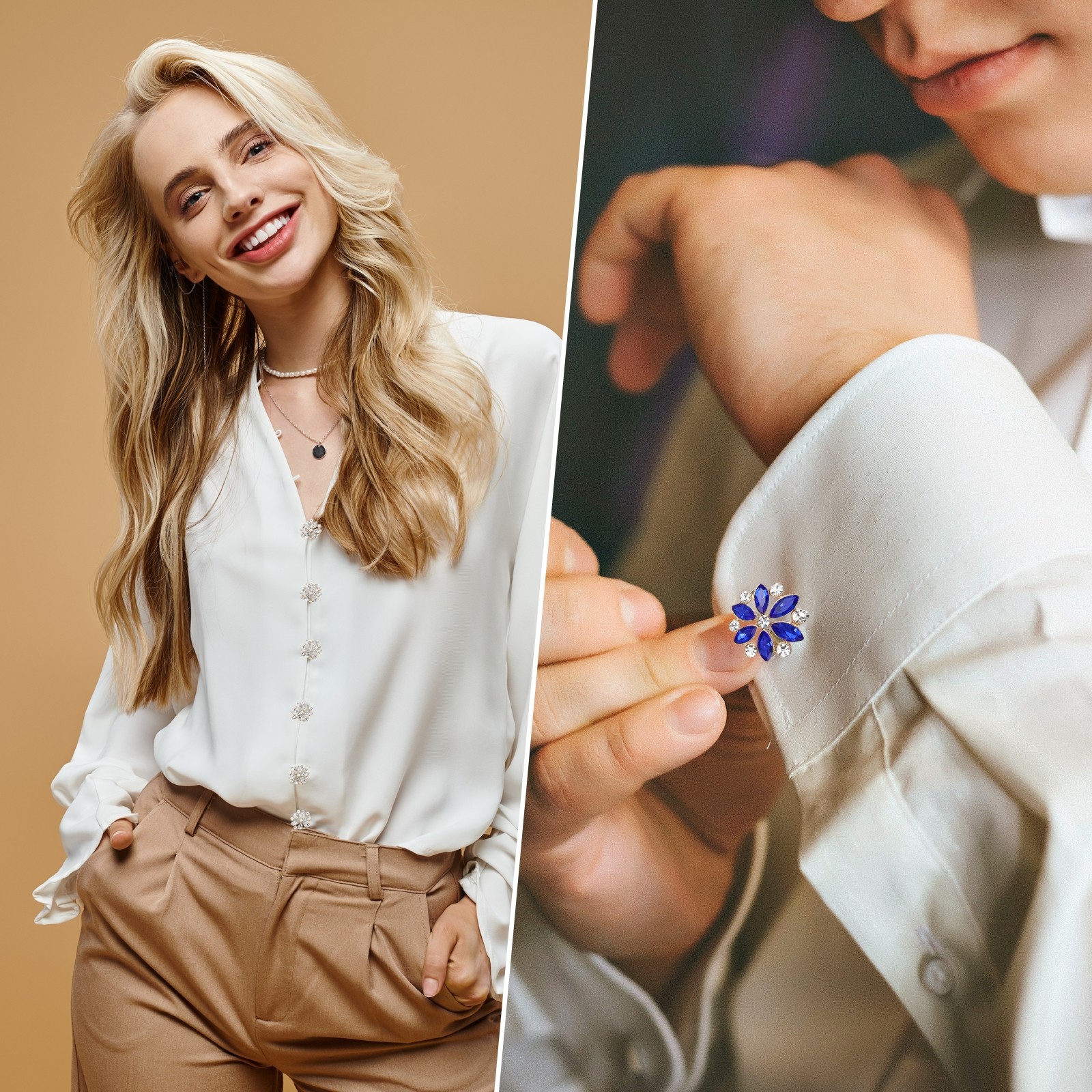 10 Pcs 20mm Metal Rhinestone Buttons, Flower Shape, Black