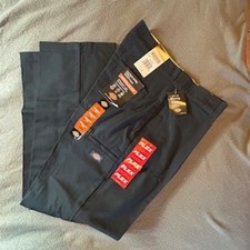 Dickies Flex Work Pants 882 Reg Fit Straight Leg Double Knee Mens Navy NWT 34x32