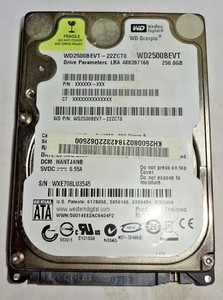 WESTERN DIGITAL *** WD2500BEVT *** 250 GB*** SATA HDD Notebook 2,5 Zoll #NFP1417