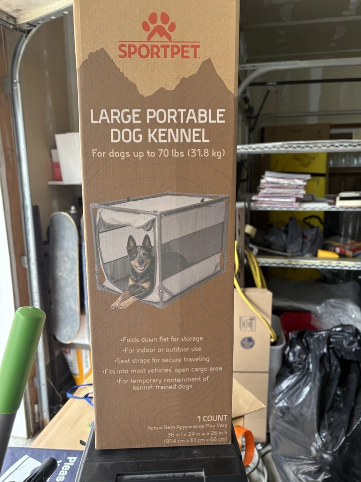 Perrera plegable portátil para perros, gris, grande para perros de hasta 70 libras Foto 3 de 3