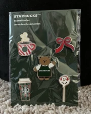 NWT Starbucks 2025 Limited Edition Enamel Christmas Pin Set