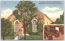 Vintage Gettysburg Presbyterian Church Postcard with Lincoln Pew Insert