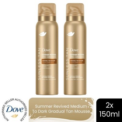 Dove Derma Spa Self Tan Body Mousse Summer Revived für mittlere/dunkle Haut, 2x150ml