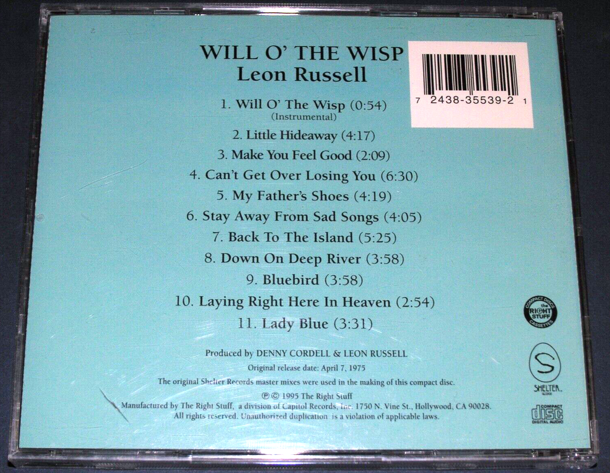 LEON RUSSELL Will O' The Wisp CD RARE OOP The Right Stuff 1995 70s