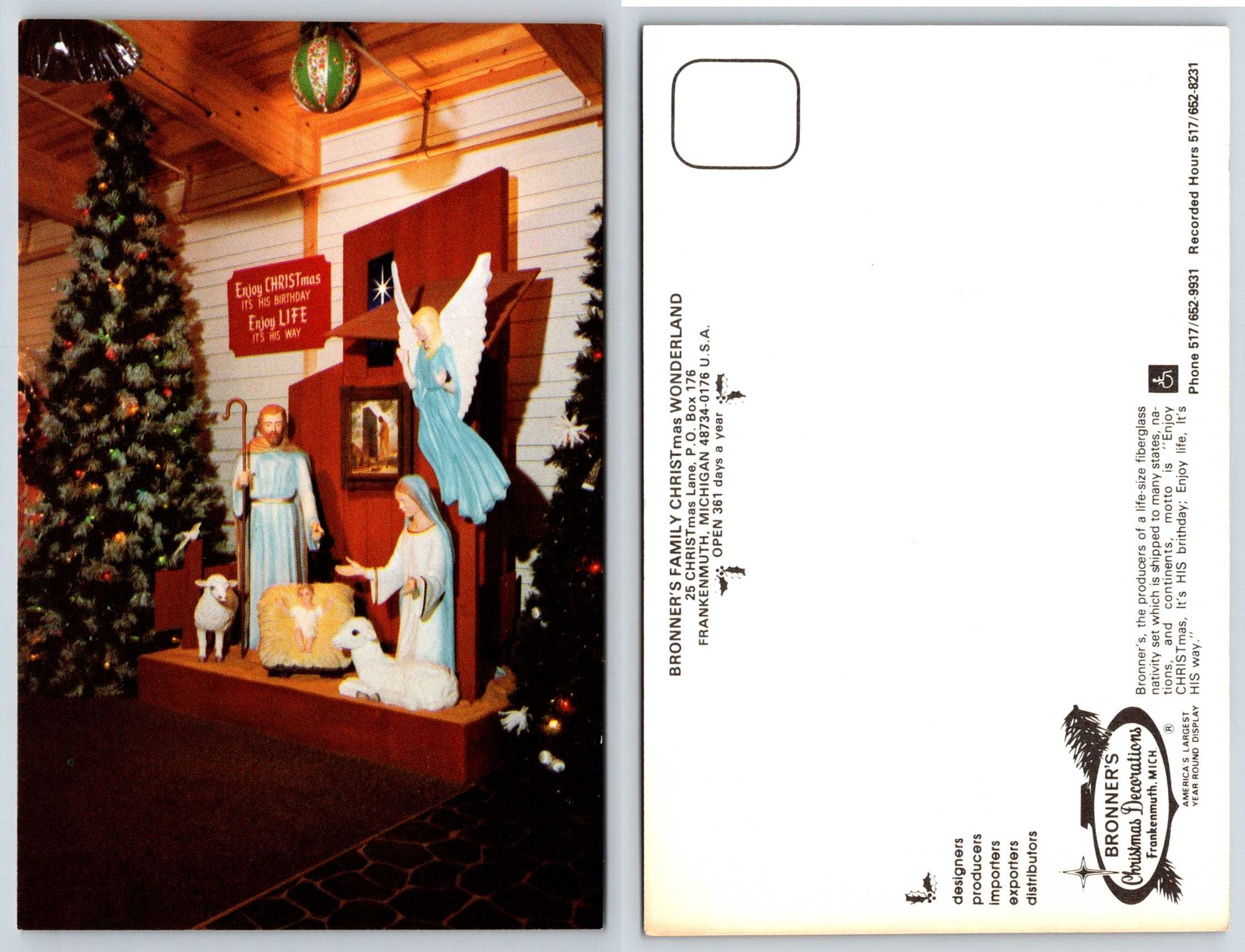 Frankenmuth BRONNER'S CHRISTMAS WONDERLAND NATIVITY SET Michigan Postcard c30 eBay