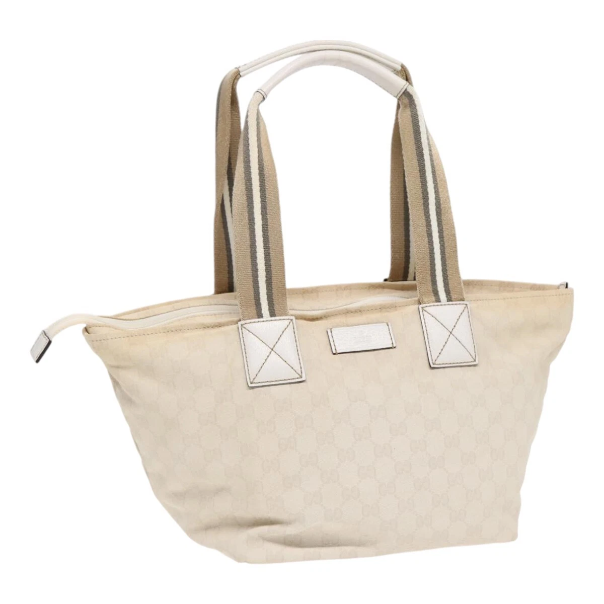 Sac fourre tout GUCCI GG Supreme blanc beige or 131230 authentique ki4782