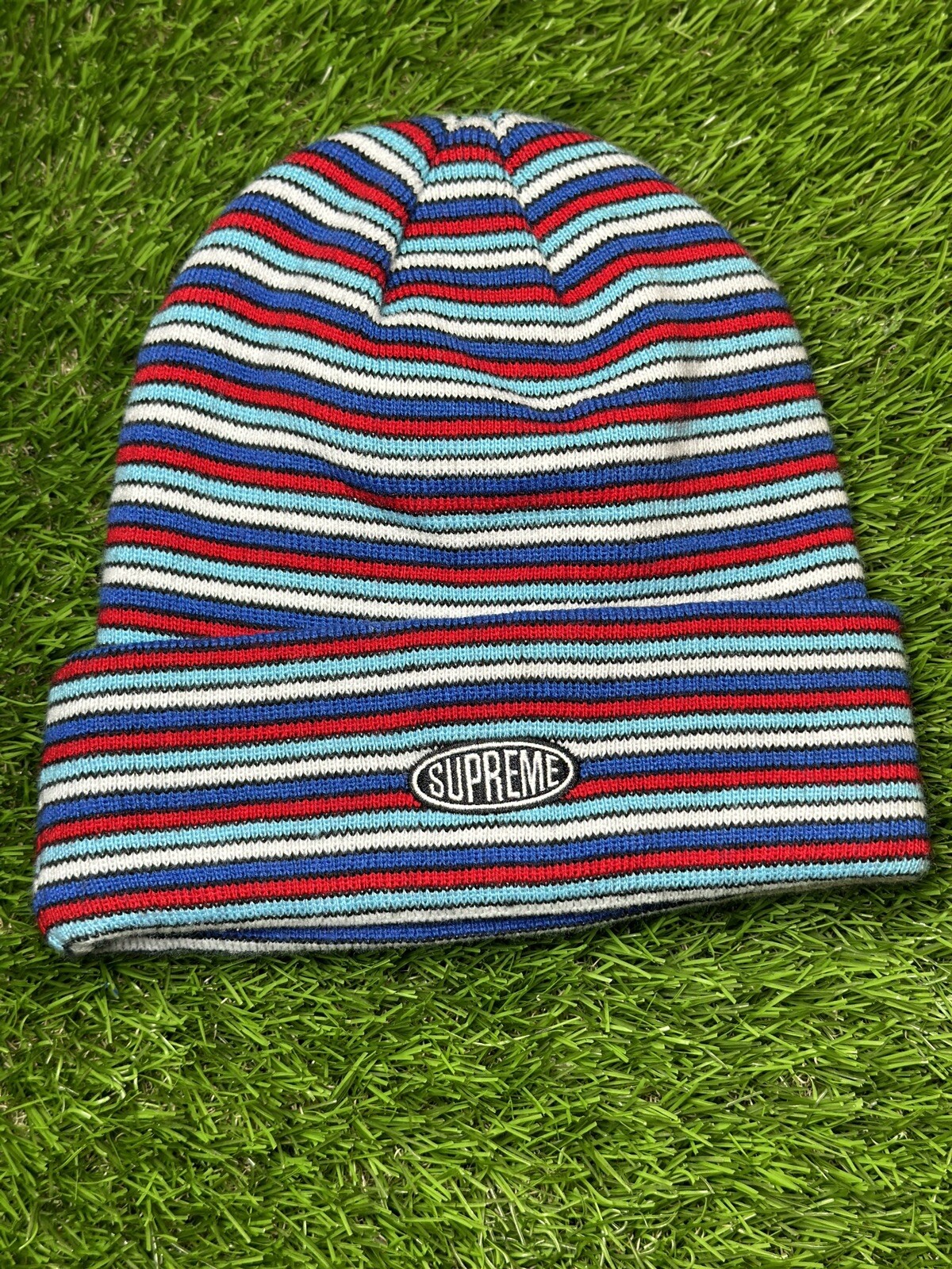 SUPREME New York  Multi Stripe Beanie White/ Blue/Red Winter Hat Cap Fw20