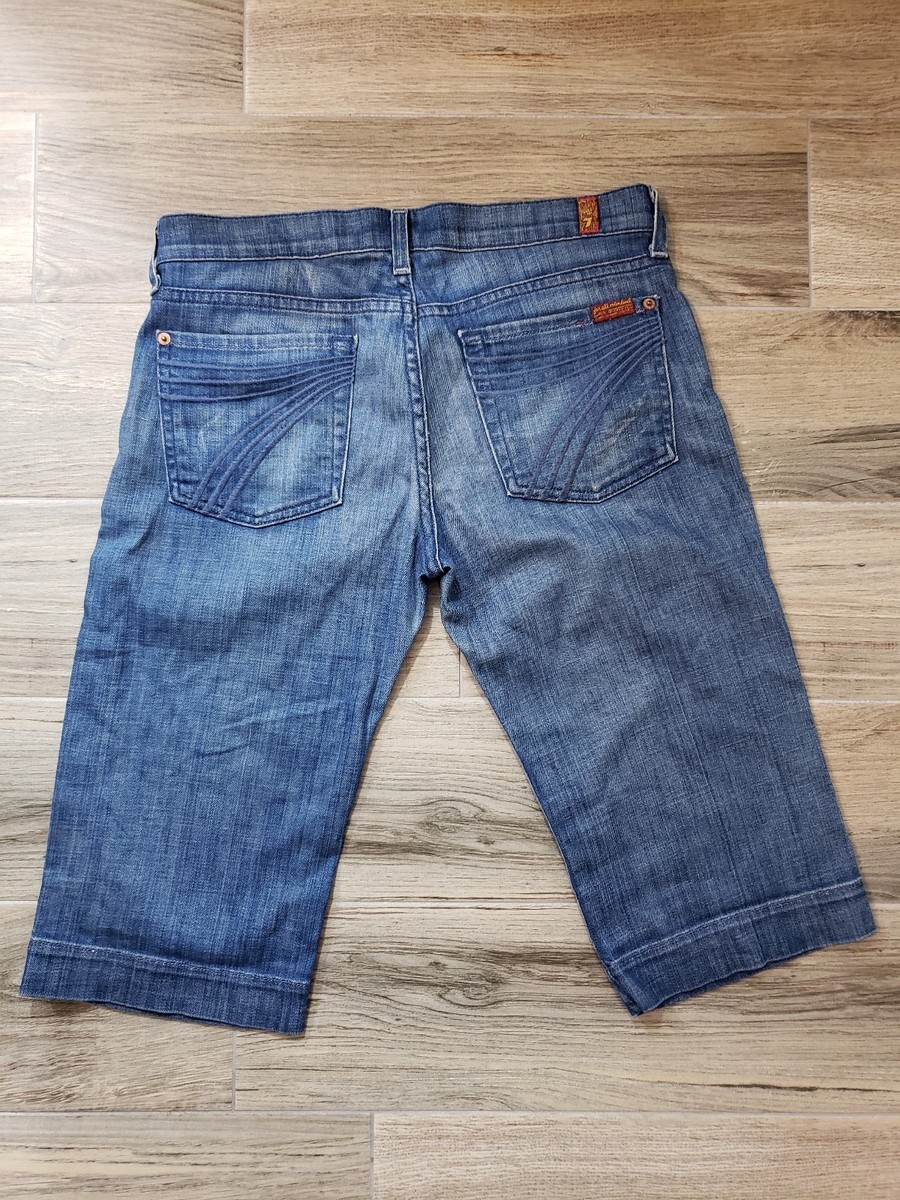 7FAM 7 Seven For All Mankind Crop Dojo Medium Indigo Wash Denim