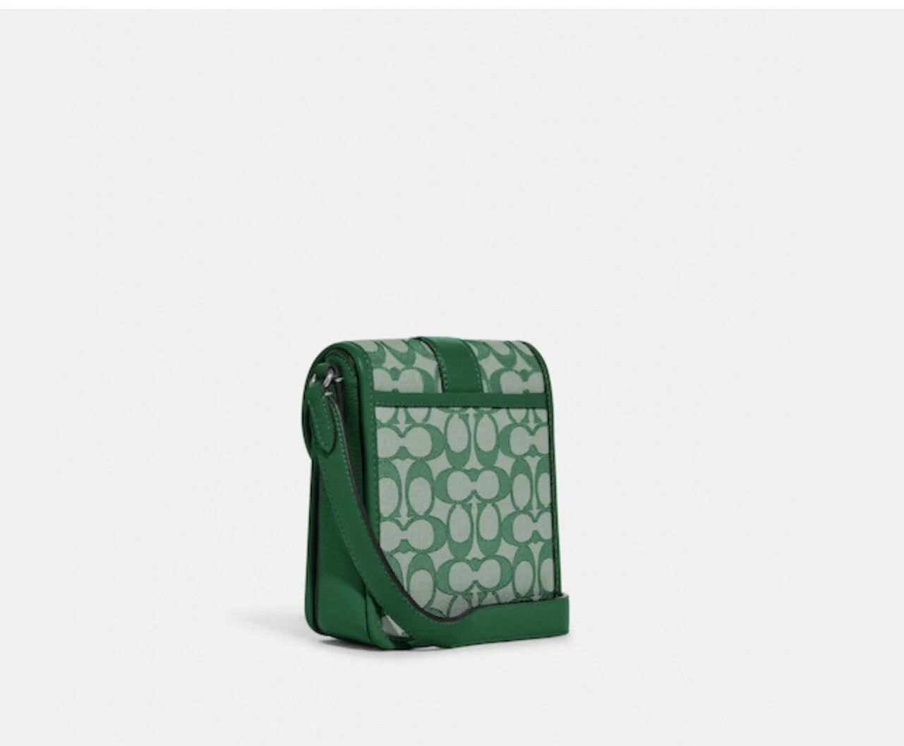 ☂️?Tracolla Coach North South Lonnie in jacquard firmato argento verde C8321