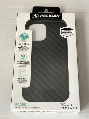 Pelican Rogue Black iPhone Case For iPhone 12 and 12 Pro NIB Black Micropel - Afbeelding 1 van 8