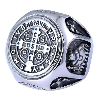Vintage CSPB Cross God Blessed Ring Stainless Steel Men Women Jewelry Size 7-13
