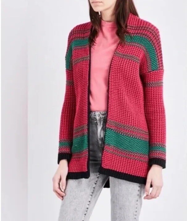 MAJE Hot Pink/Green Cardigan Jacket w/Black Detail Sz 2 (US MEDIUM ) eBay