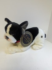 FAO Schwarz Plush French Bulldog Puppy Black White Stuffed Dog Animal 12"